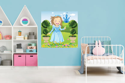 Nursery Princess:  Blue Dress Mural        -   Removable Wall   Adhesive Decal