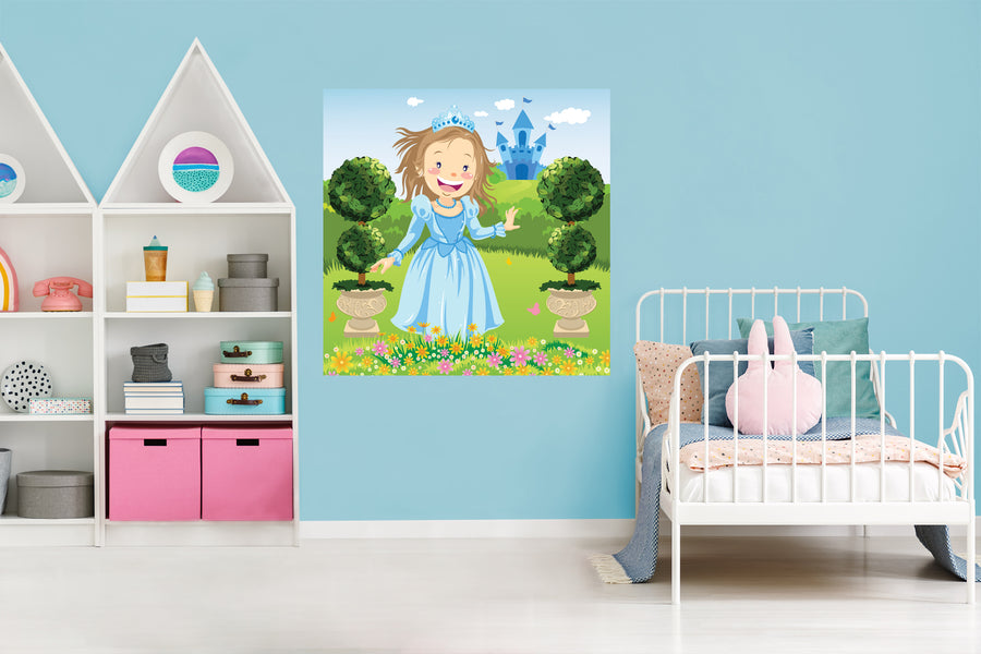 Nursery Princess:  Blue Dress Mural        -   Removable Wall   Adhesive Decal
