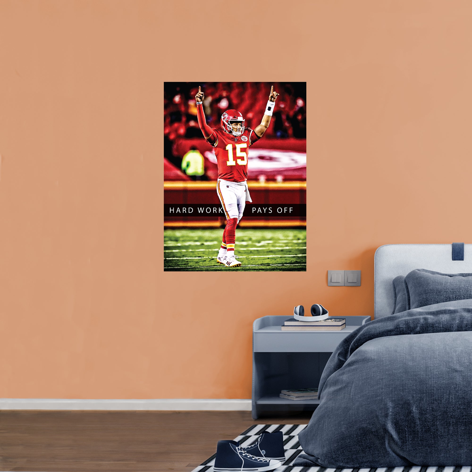 Kansas City Chiefs: Patrick Mahomes II 2022 - NFL Removable Adhesive Wall Decal Life-Size Athlete +2 Wall Decals 27W x 78H