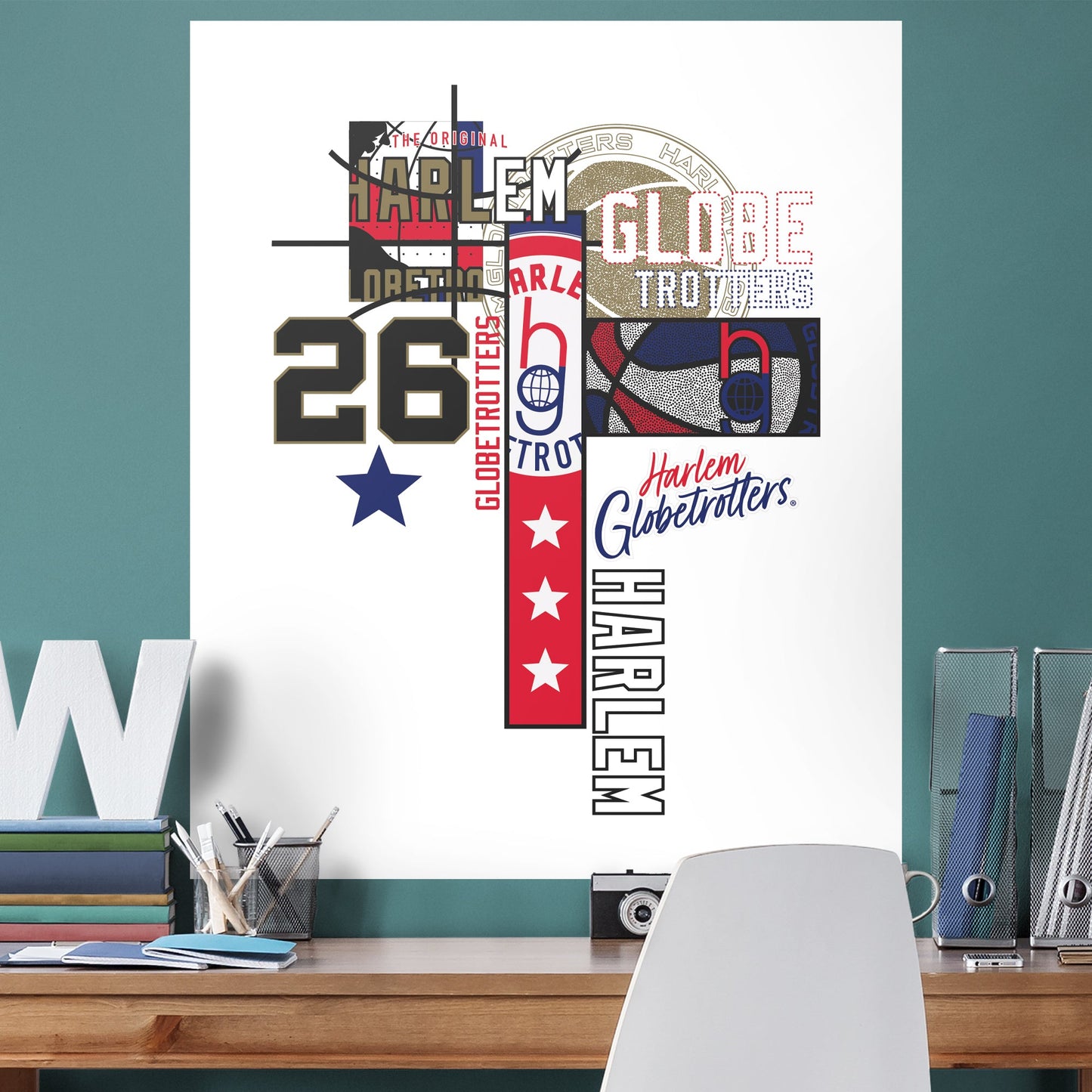 Harlem Globetrotters Collage Mural - Removable Adhesive Decal