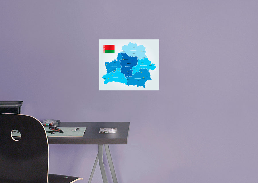 Maps of Europe: Belarus Mural        -   Removable Wall   Adhesive Decal