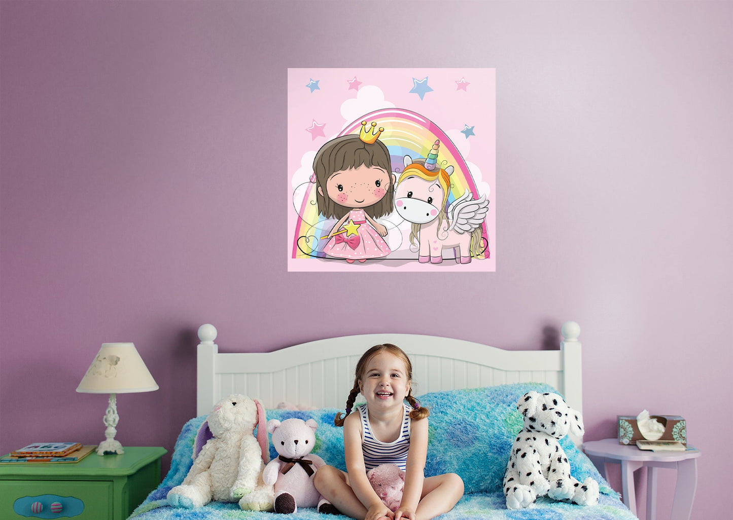 Nursery Princess:  Princess and Unicorn Mural        -   Removable Wall   Adhesive Decal