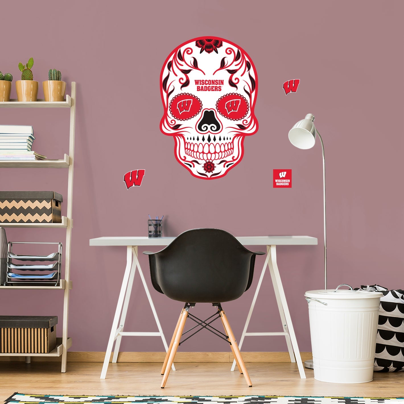 Wisconsin Badgers: Skull - Officially Licensed NCAA Removable Adhesive Decal