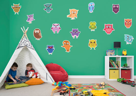 Nursery: Owl Faces Collection        -   Removable Wall   Adhesive Decal