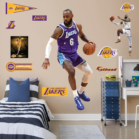 LeBron James 2021 Blue Jersey for Los Angeles Lakers - NBA Removable Wall Decal Large