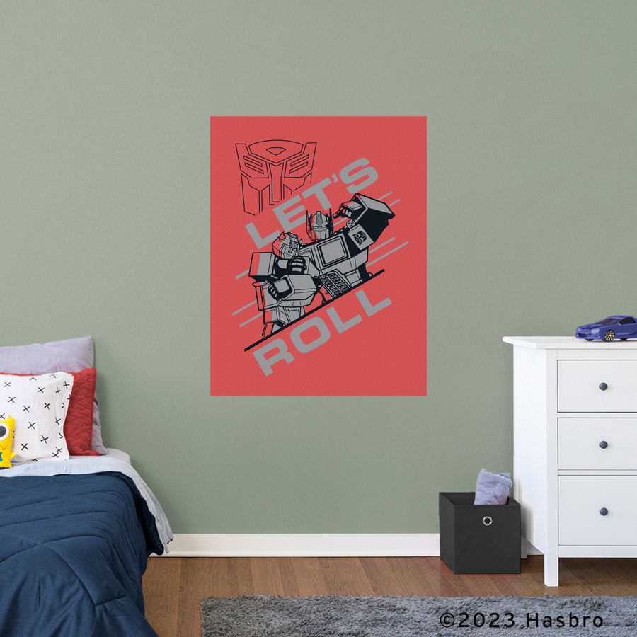 Transformers Classic Optimus Prime & Bumblebee - 'Lets Roll' - Peel & Stick Poster - Official Hasbro - Transformers - Reusable Vinyl Wall Decal