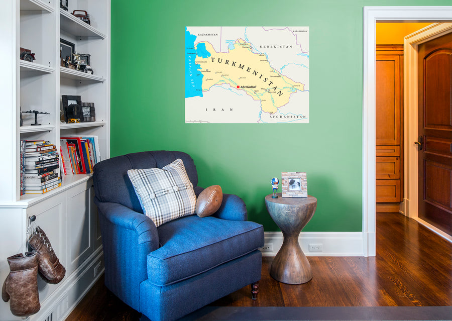 Maps of Asia: Turkmenistan Mural        -   Removable Wall   Adhesive Decal