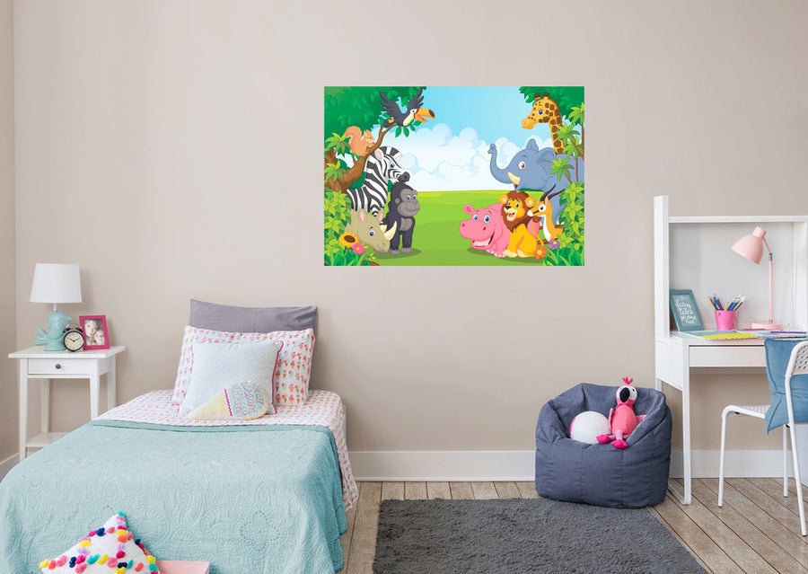 Jungle:  Friends Mural        -   Removable Wall   Adhesive Decal