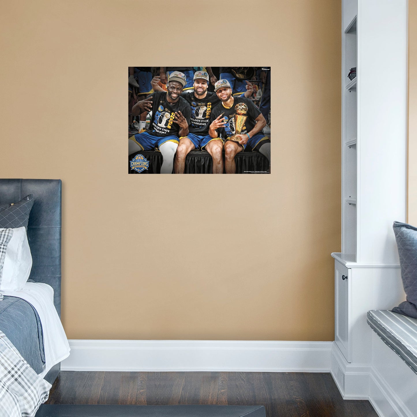 Golden State Warriors: Draymond Green, Klay Thompson and Stephen Curry 2022 Champions Group Poster - Officially Licensed NBA Removable Adhesive Decal