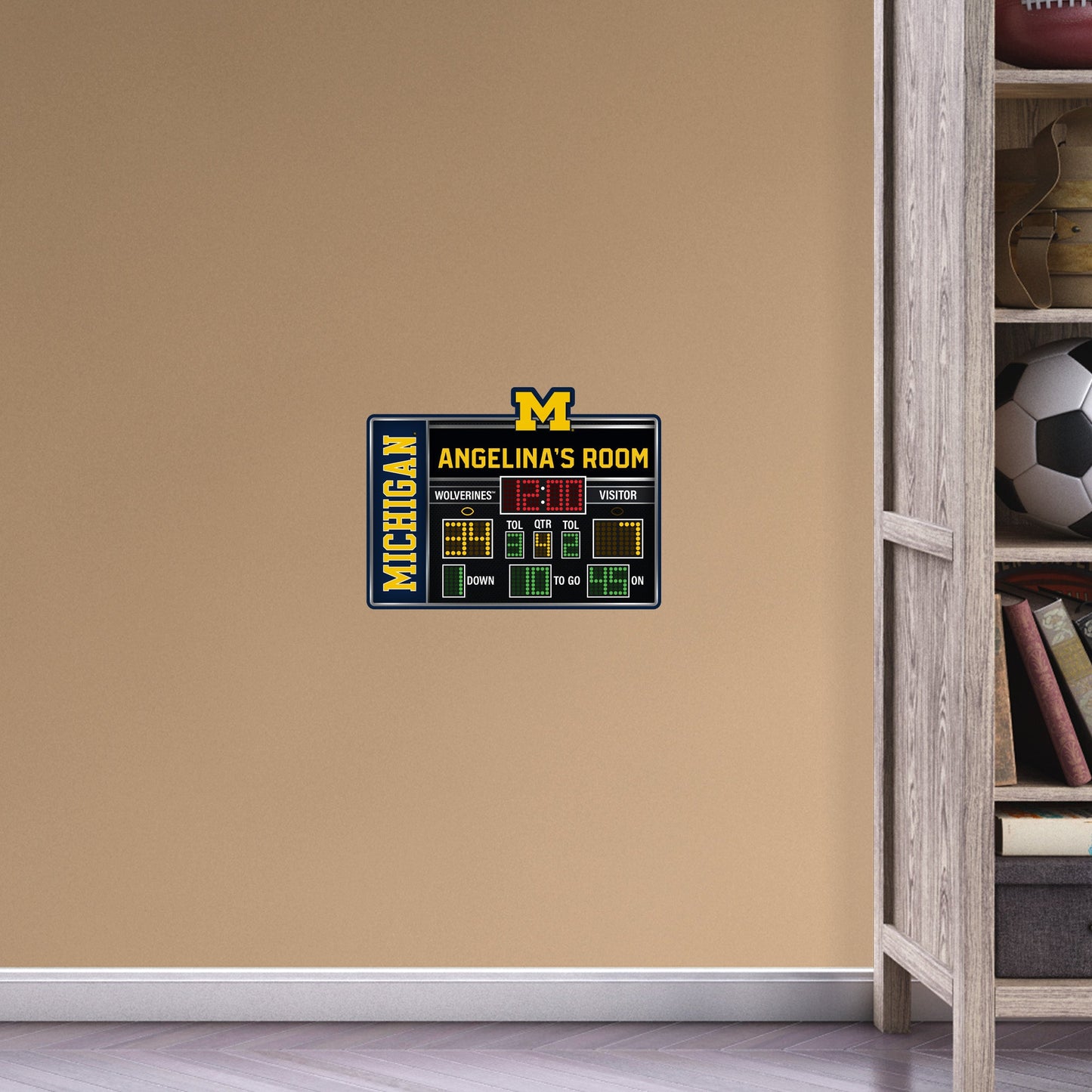 Michigan Wolverines:   Football Scoreboard Personalized Name        - Officially Licensed NCAA Removable     Adhesive Decal