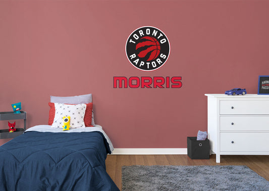 Toronto Raptors:   Stacked Personalized Name Red Text PREMASK        - Officially Licensed NBA Removable Wall   Adhesive Decal