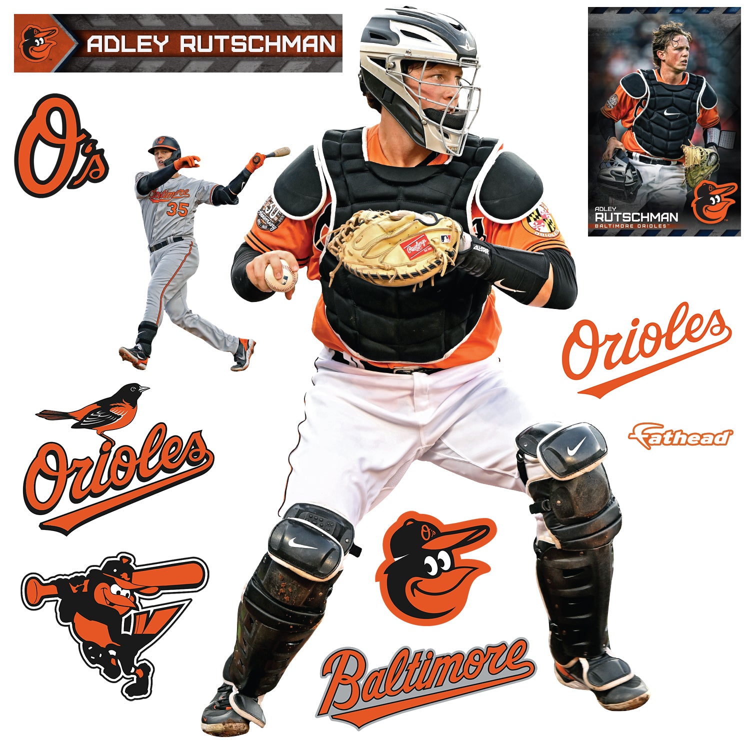 ADLEY RUTSCHMAN Custom Art Patch Card Baltimore Orioles Rookie 