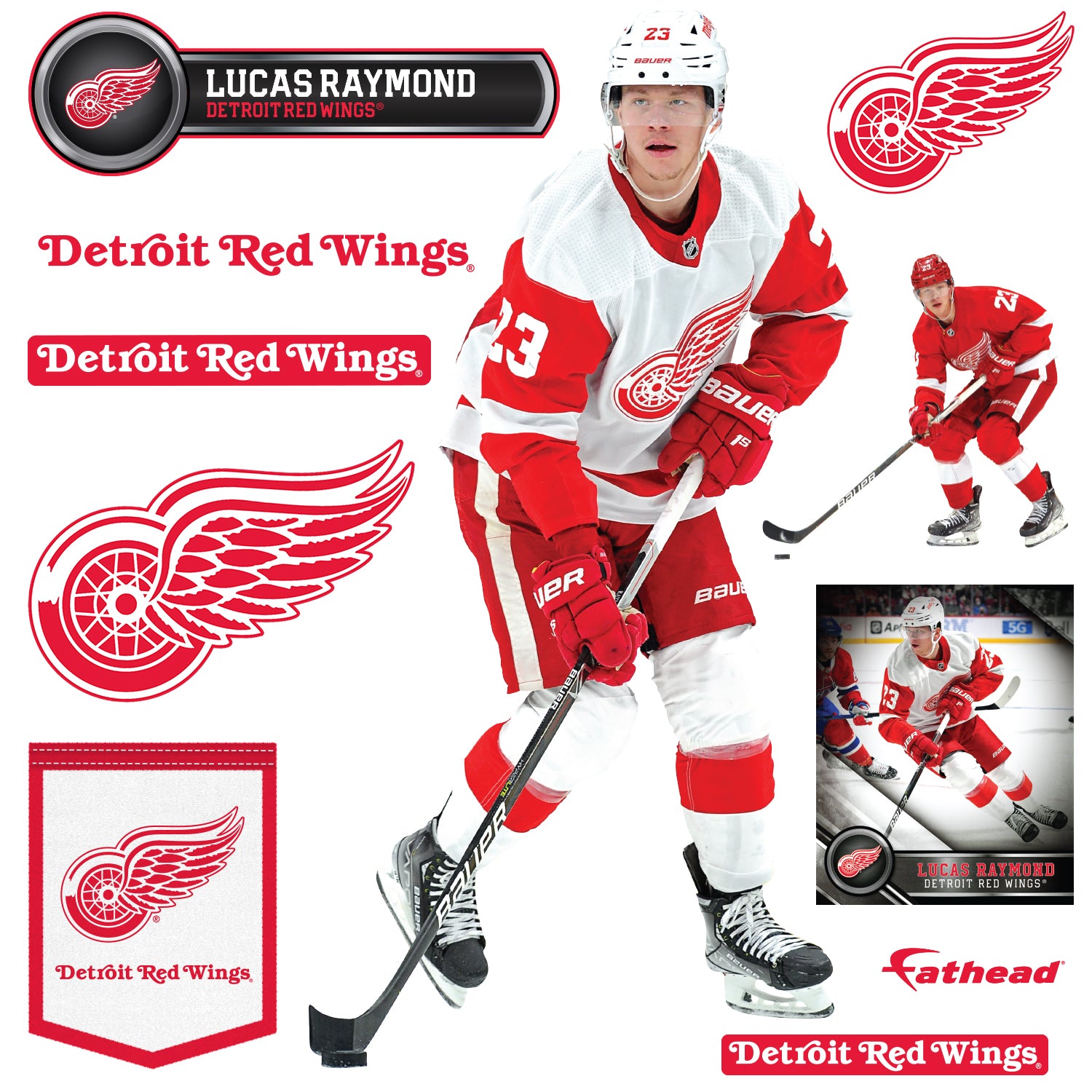 Lucas Raymond Detroit Red Wings Autographed 2022-23 Reverse Retro Mini  Hockey Stick