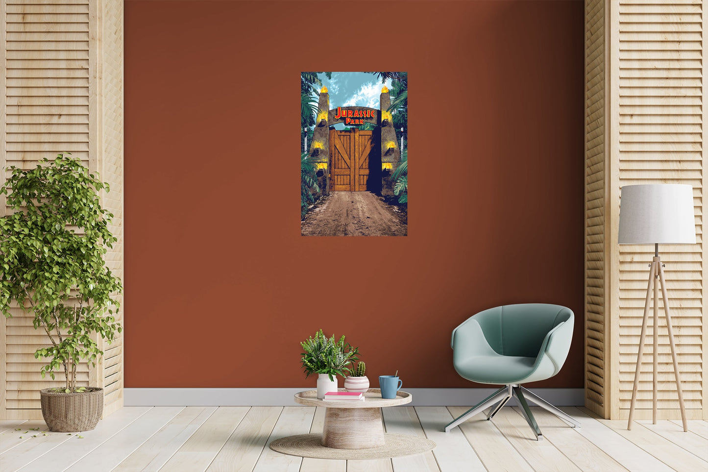 Jurassic Park:  Main Gate Mural        - Officially Licensed NBC Universal Removable     Adhesive Decal