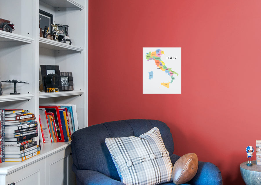 Maps of Europe: Italy Mural        -   Removable Wall   Adhesive Decal