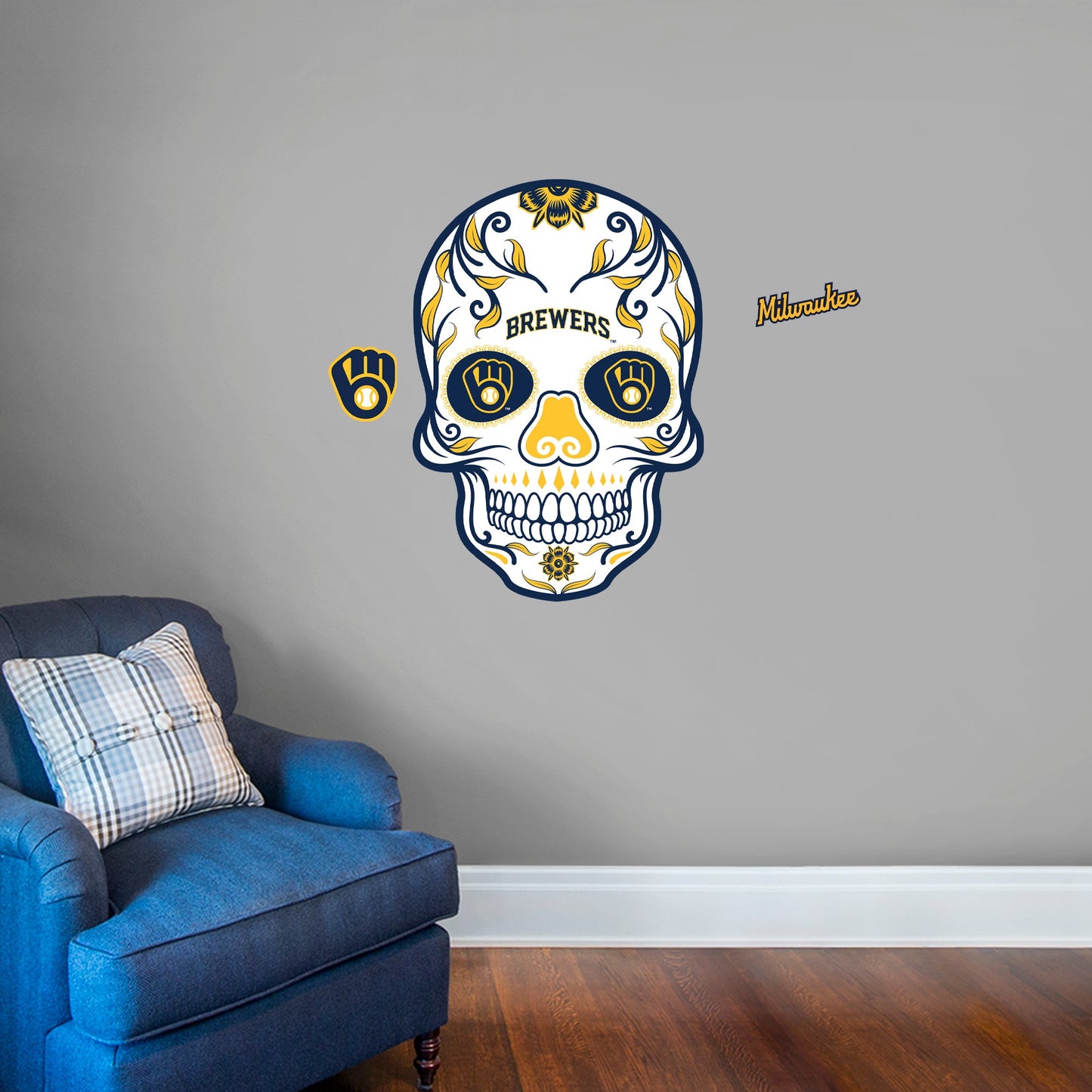 Milwaukee Brewers: Skull - Officially Licensed MLB Removable Adhesive Decal