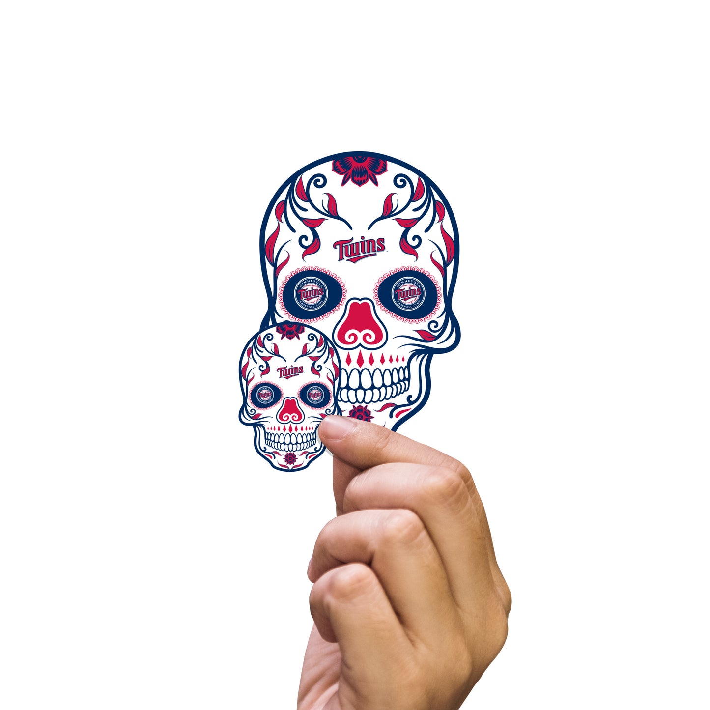 Sheet of 5 -Minnesota Twins:  2022 Skull Minis        - Officially Licensed MLB Removable     Adhesive Decal