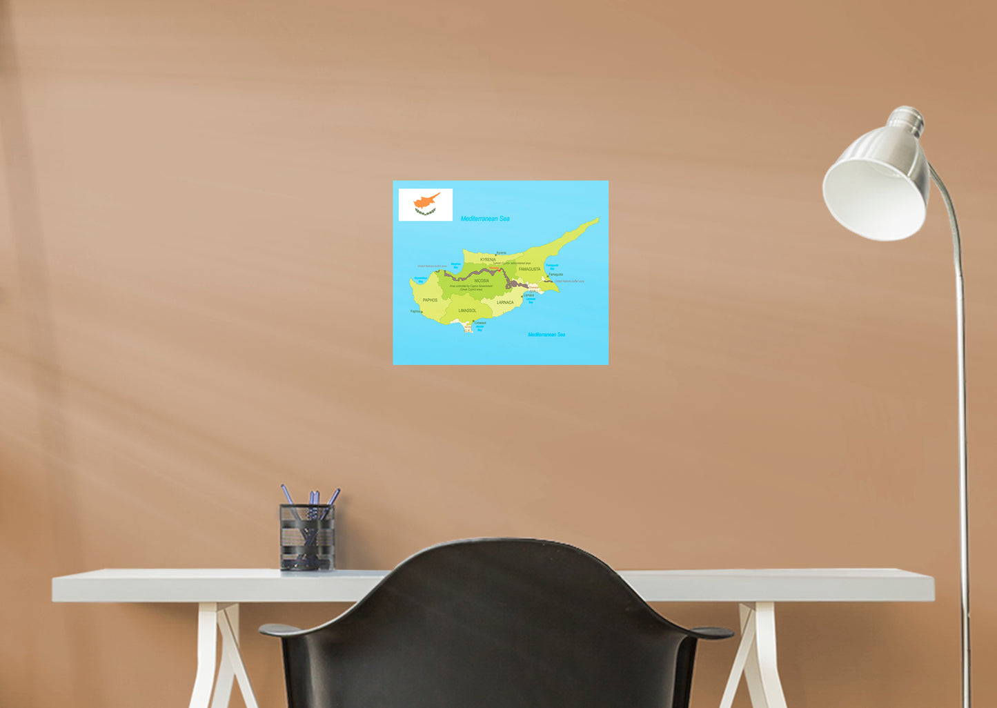 Maps of Europe: Cyprus Mural        -   Removable Wall   Adhesive Decal