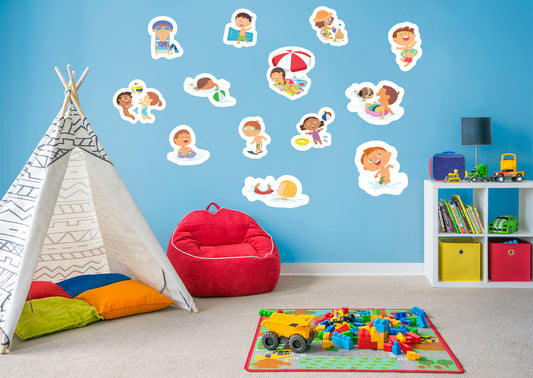 Seasons Decor:  Summer Kids in Vacay Collection        -   Removable Wall   Adhesive Decal