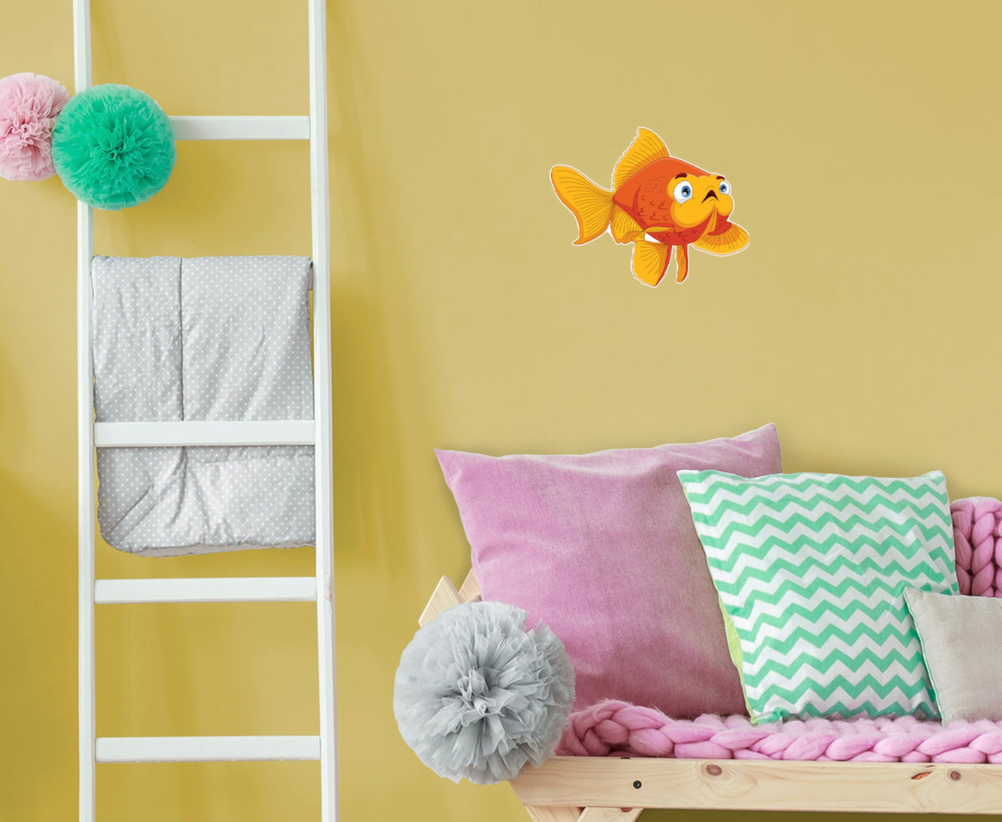 Nursery:  Orange Fish Icon        -   Removable Wall   Adhesive Decal