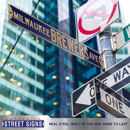 Milwaukee Brewers Steel Street Sign-MILWAUKEE BREWERS AVE