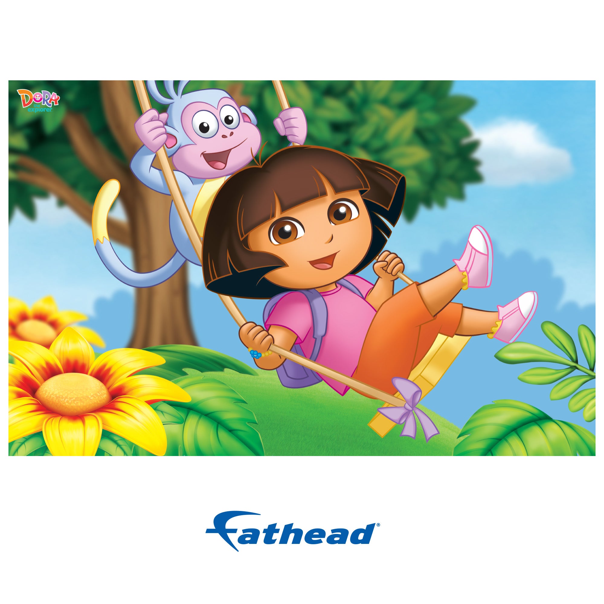 Dora the Explorer: Dora and Boots Swinging Poster - Officially Licensed  Nickelodeon Removable Adhesive Decal