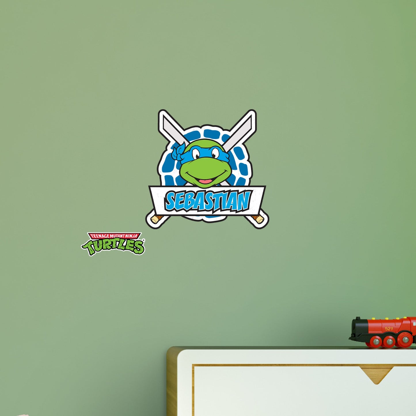 Teenage Mutant Ninja Turtles: Leonardo Shell Badge Personalized Name Icon - Officially Licensed Nickelodeon Removable Adhesive Decal