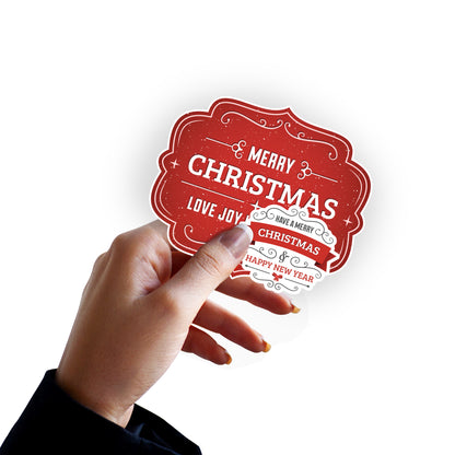 Sheet of 5 -Christmas:  Tags Minis        -   Removable     Adhesive Decal