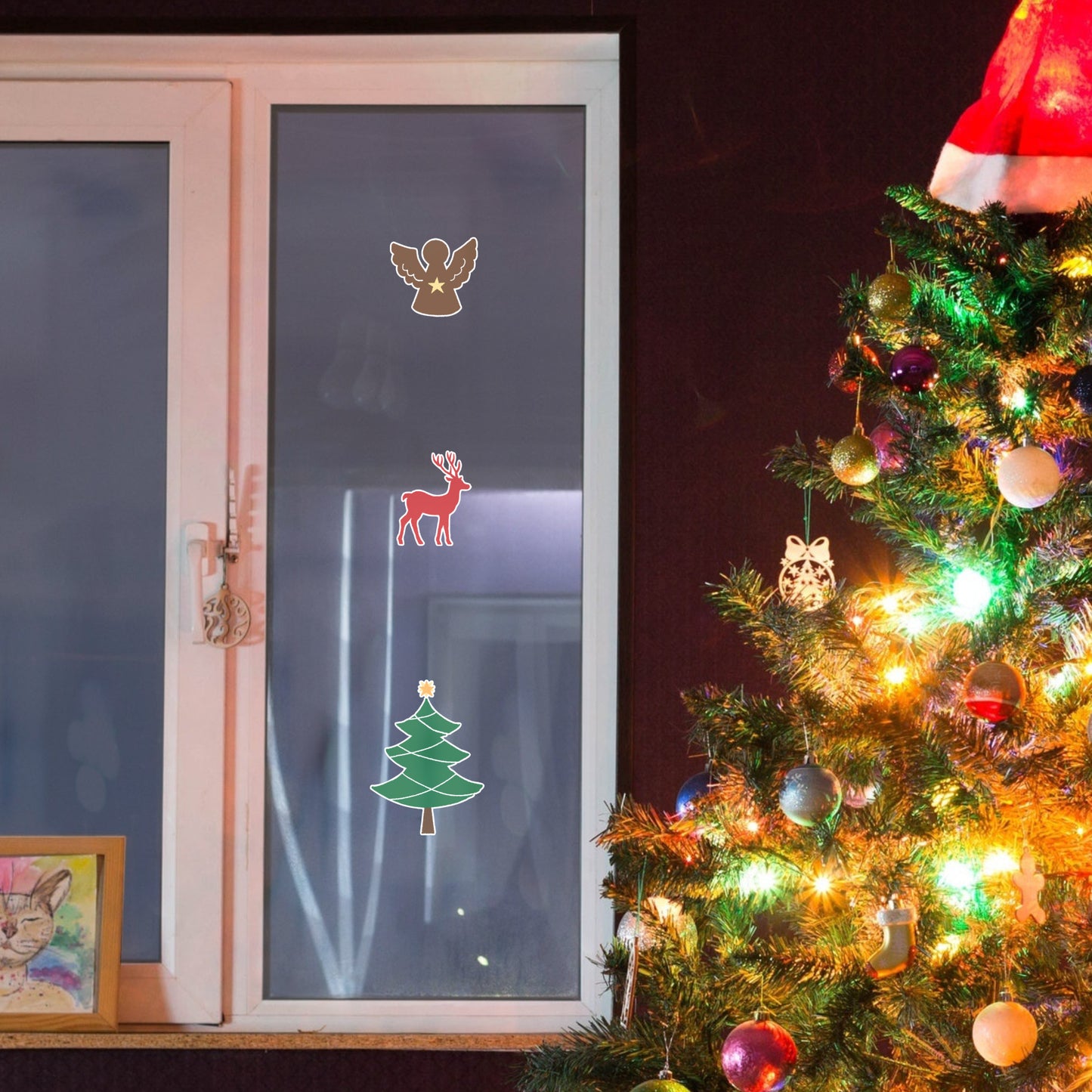 Christmas:  Christmas Joy Window Clings        -   Removable Window   Static Decal