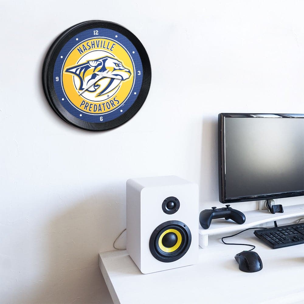 Nashville Predators: Ribbed Frame Wall Clock - The Fan-Brand