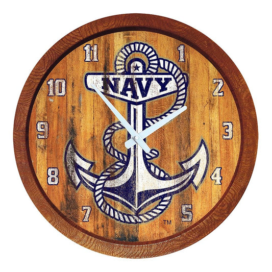 Navy Midshipmen: Anchor - Weathered "Faux" Barrel Top Wall Clock - The Fan-Brand