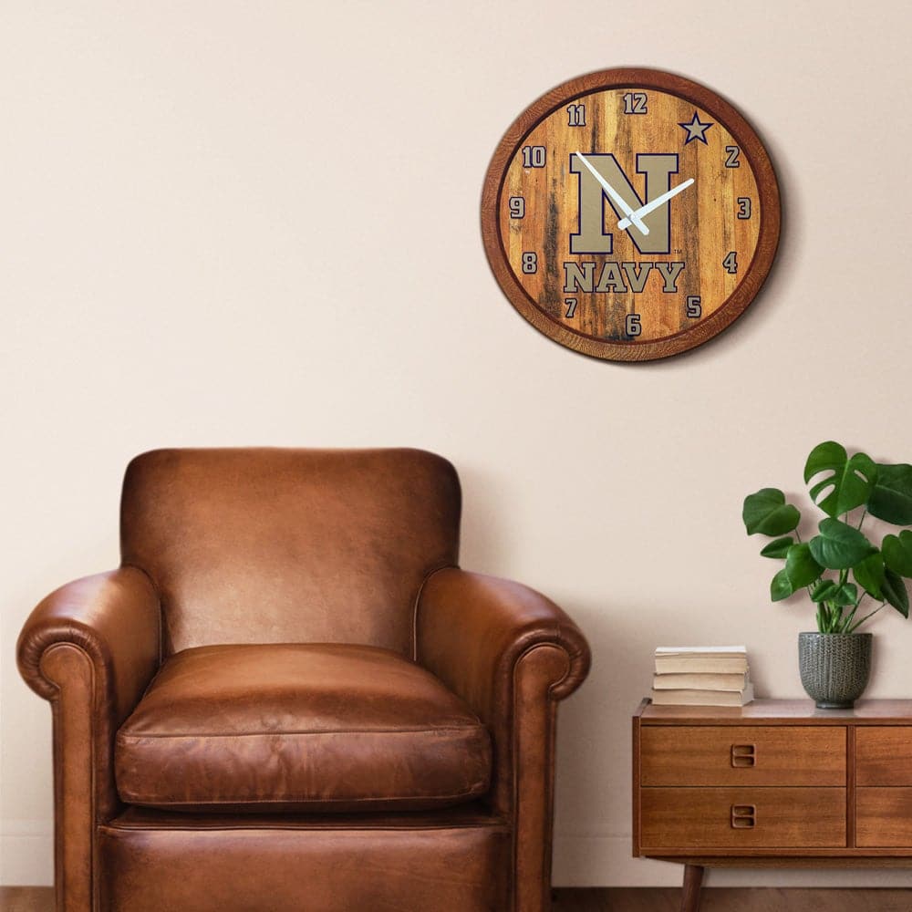 Navy Midshipmen: "Faux" Barrel Top Wall Clock - The Fan-Brand
