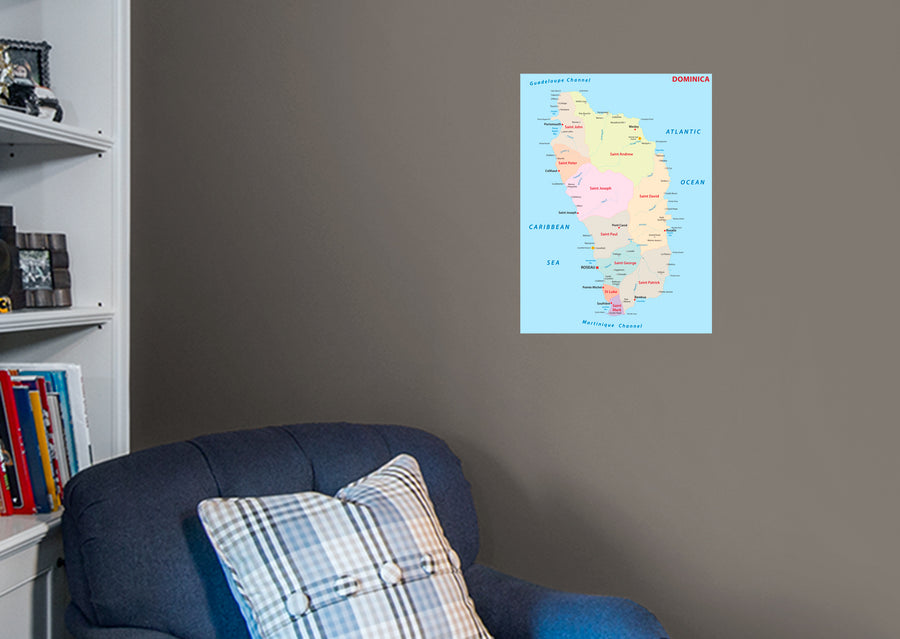 Maps of North America: Dominica Mural        -   Removable Wall   Adhesive Decal