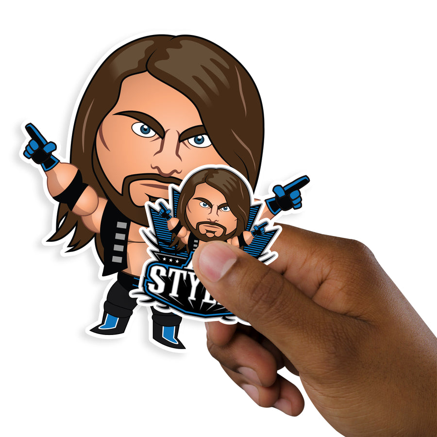 AJ Styles - 5 Minis (Mixed Sizes) - Official WWE - Reusable Vinyl Decals