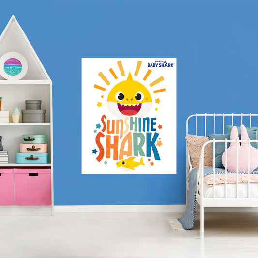 Baby Shark:  Sunshine Shark Poster        - Officially Licensed Nickelodeon Removable     Adhesive Decal