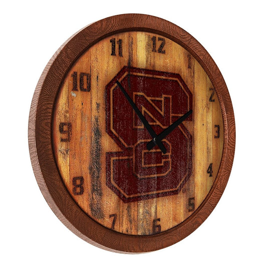 NC State Wolfpack: Branded "Faux" Barrel Top Wall Clock - The Fan-Brand