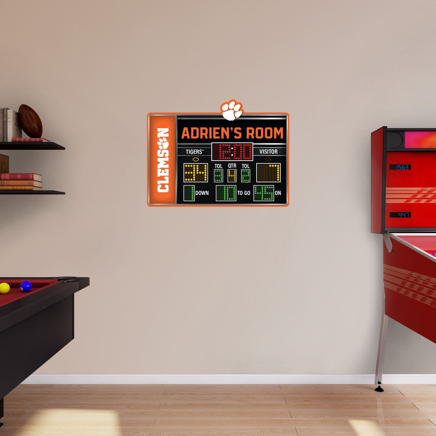 Clemson Tigers:   Football Scoreboard Personalized Name        - Officially Licensed NCAA Removable     Adhesive Decal