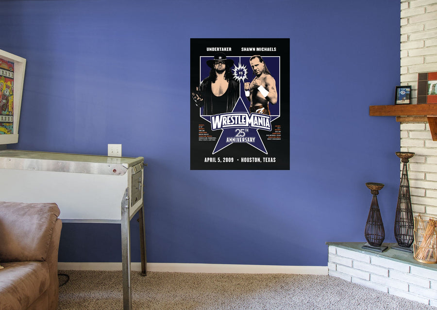 Undertaker and Shawn Michaels - Wrestlemania 25 - Peel & Stick Poster - Official WWE - Reusable Vinyl Wall Decal