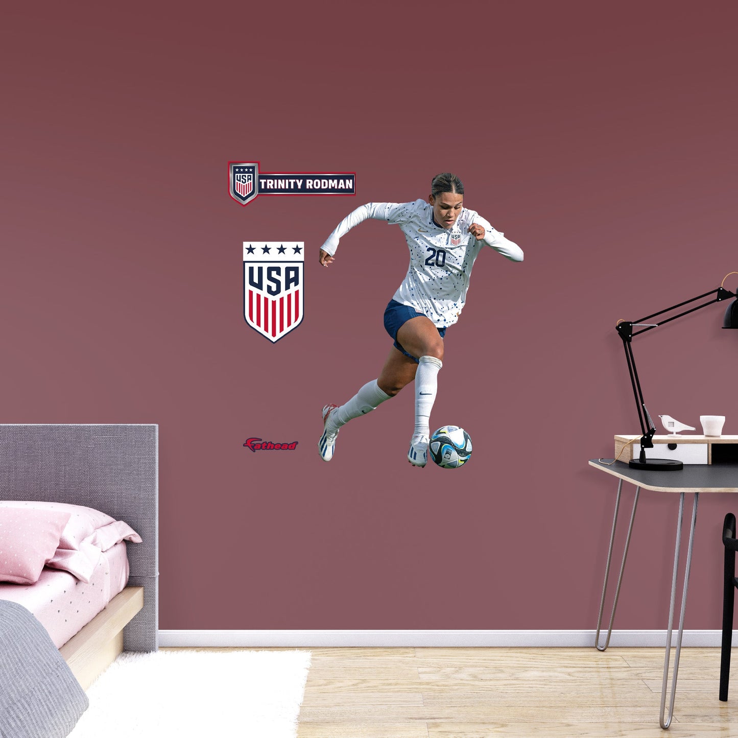 Trinity Rodman  #20        - Officially Licensed USWNT Removable     Adhesive Decal