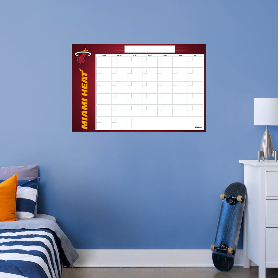 Miami Heat - Dry Erase Calendar - Official NBA - Reusable Vinyl Wall Decal