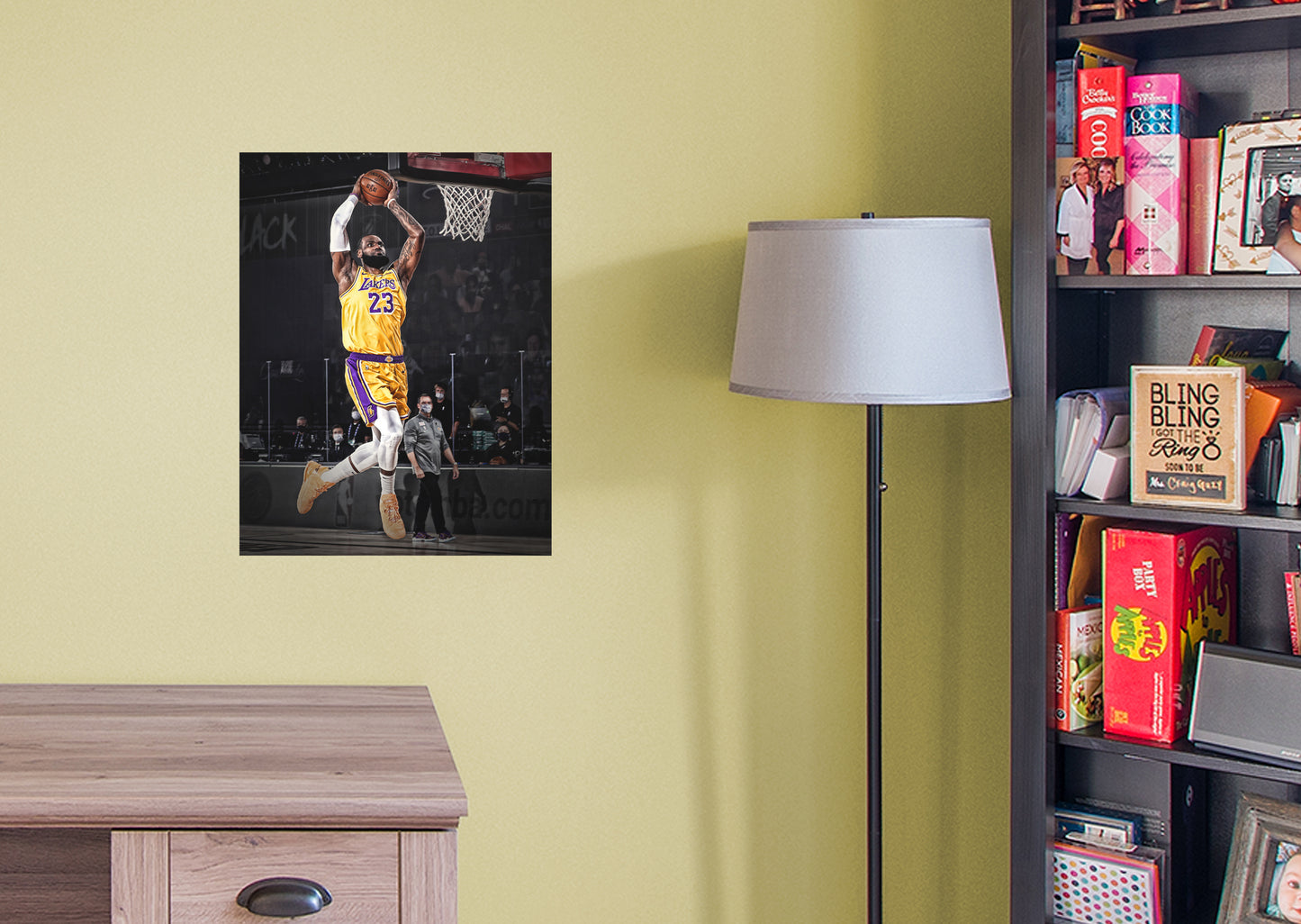 Los Angeles Lakers: LeBron James  Dunk Mural        - Officially Licensed NBA Removable Wall   Adhesive Decal