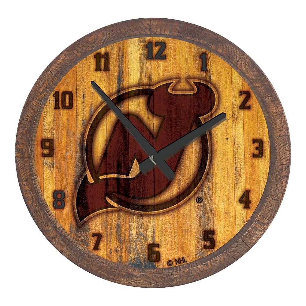 New Jersey Devils: Branded "Faux" Barrel Top Wall Clock - The Fan-Brand