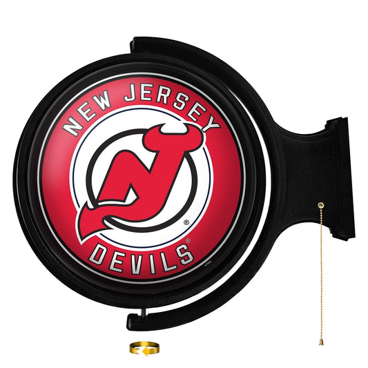New Jersey Devils: Original Round Rotating Lighted Wall Sign - The Fan-Brand
