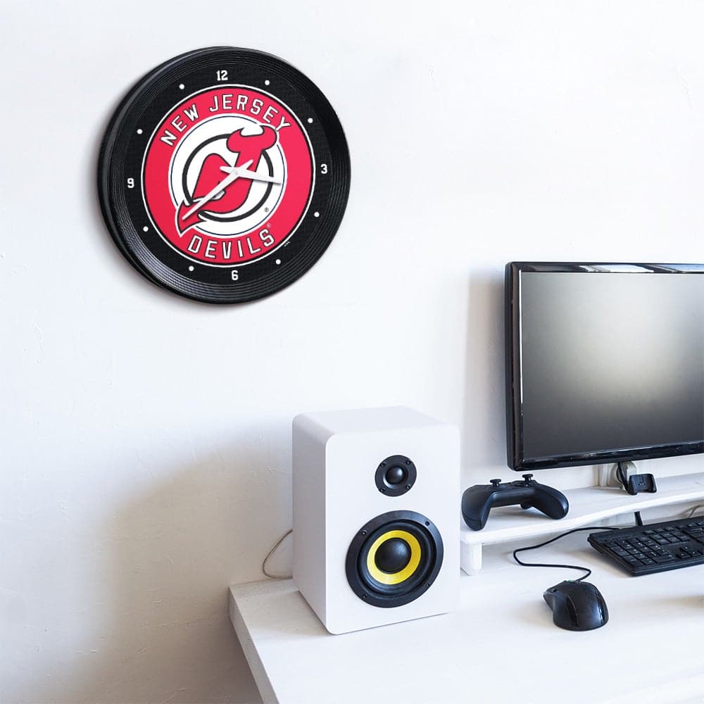 New Jersey Devils: Ribbed Frame Wall Clock - The Fan-Brand