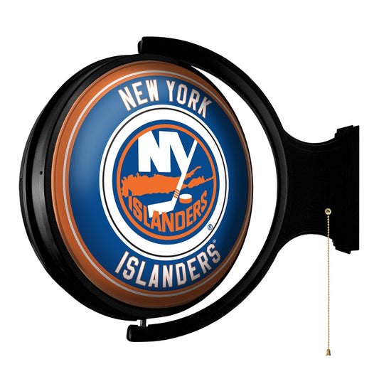 New York Islanders: Original Round Rotating Lighted Wall Sign - The Fan-Brand