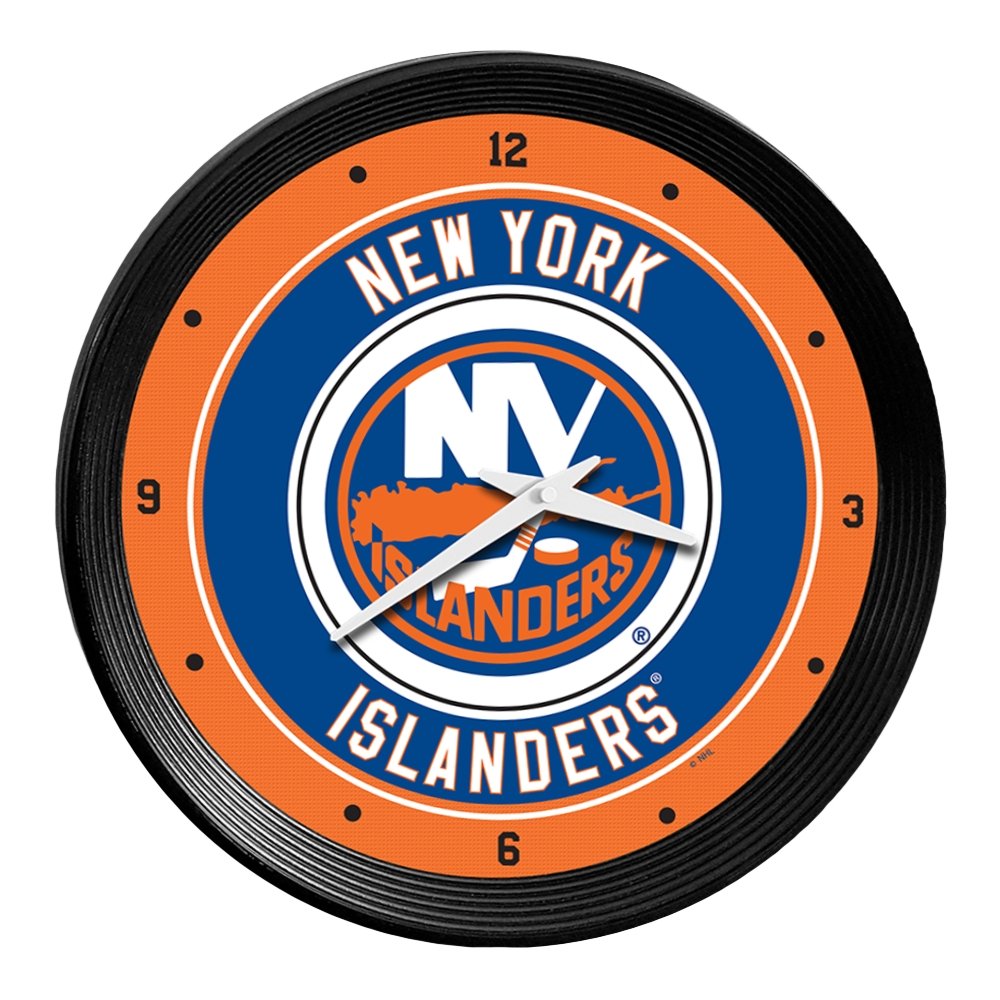 New York Islanders: Ribbed Frame Wall Clock - The Fan-Brand