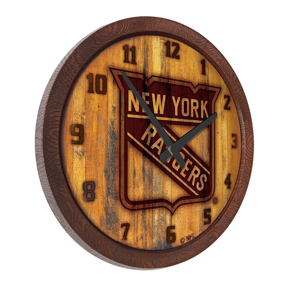 New York Rangers: Branded "Faux" Barrel Top Wall Clock - The Fan-Brand