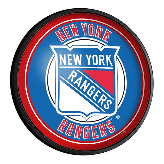 New York Rangers: Round Slimline Lighted Wall Sign - The Fan-Brand