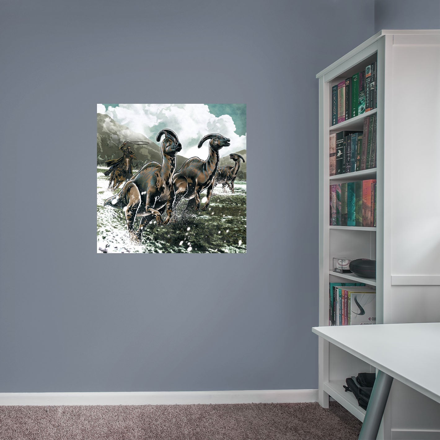 Jurassic World Dominion: Parasaurolophus Round Up Herd Poster - Officially Licensed NBC Universal Removable Adhesive Decal