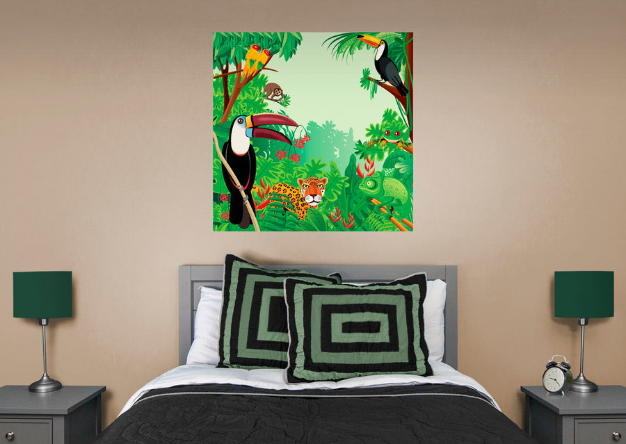 Jungle:  Animals Mural        -   Removable Wall   Adhesive Decal